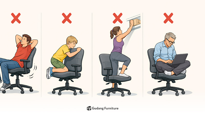 Penggunaan kursi kantor yang tidak tepat